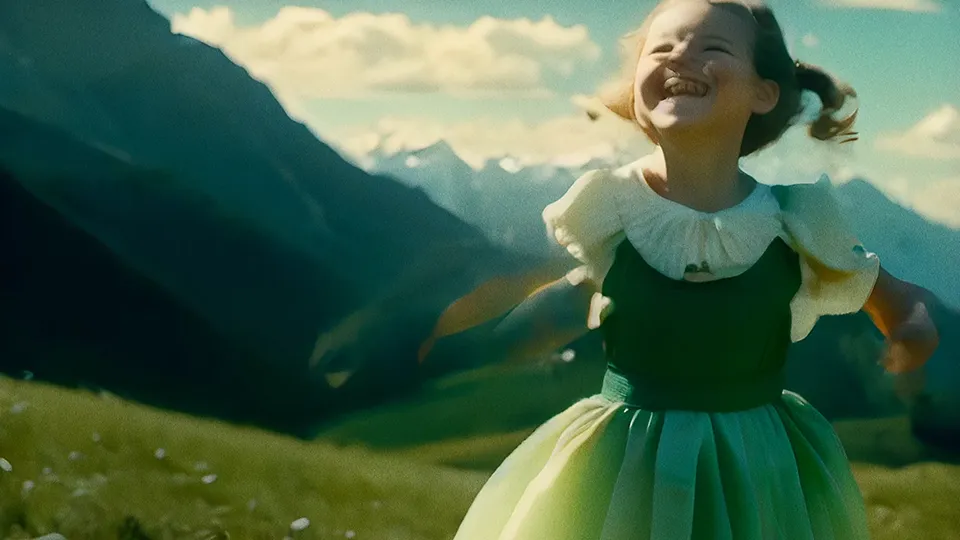 Still from AI Heidi — AI-generated horror movie trailer by Karpi with over 21 million views